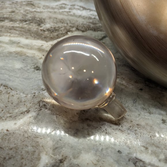 Carolyn Kinder Mid Century Brushed Aluminum vase with clear Ball 10"x 11" - Picture 10 of 14